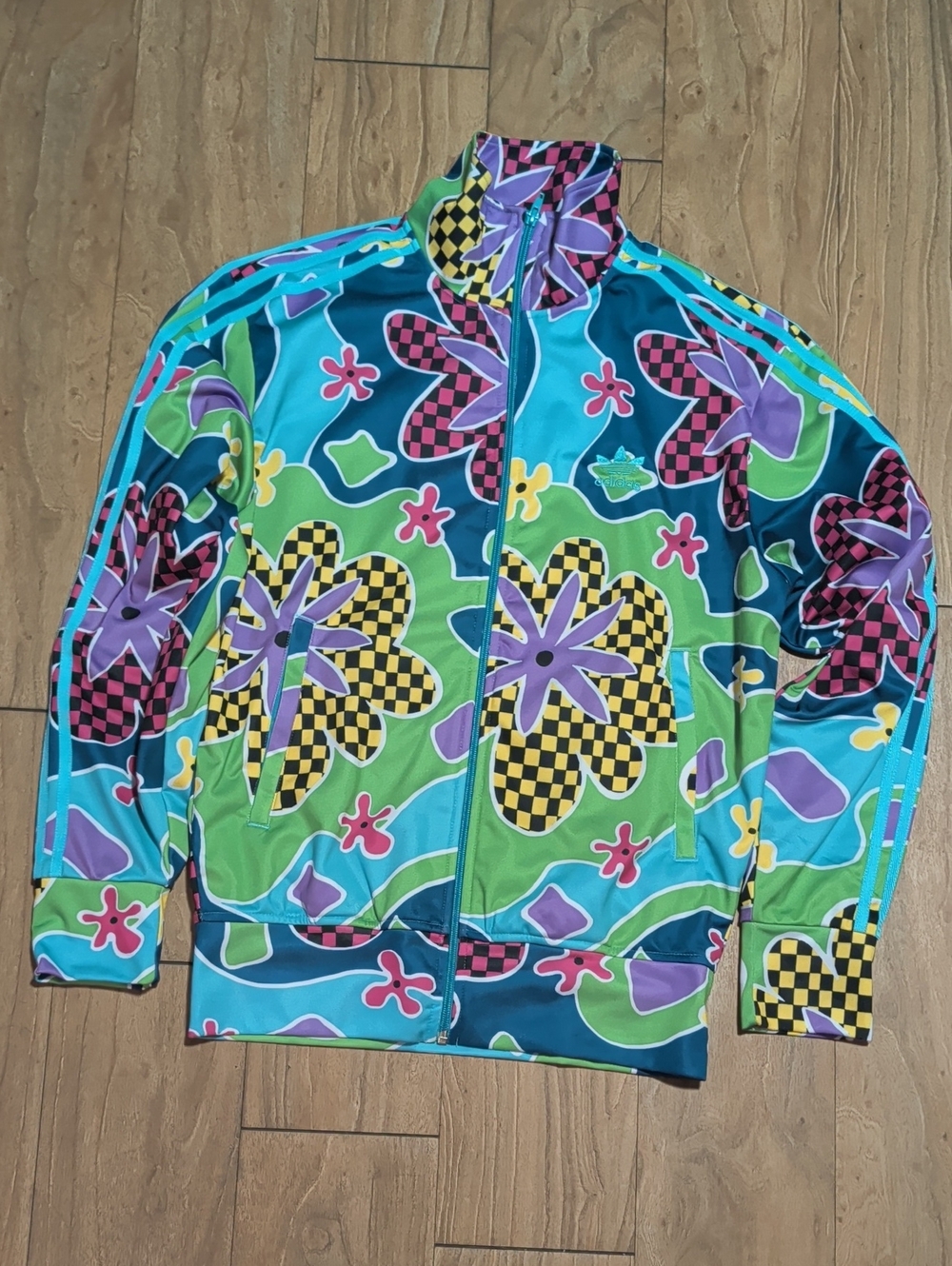 Jeremy Scott x Adidas Multicolor Floral Track Jacket - Blue, Green & Purple